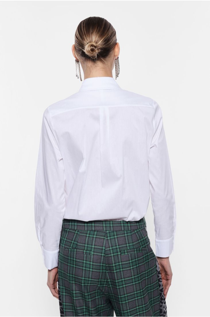 Shirt with classic collar and jewel applications