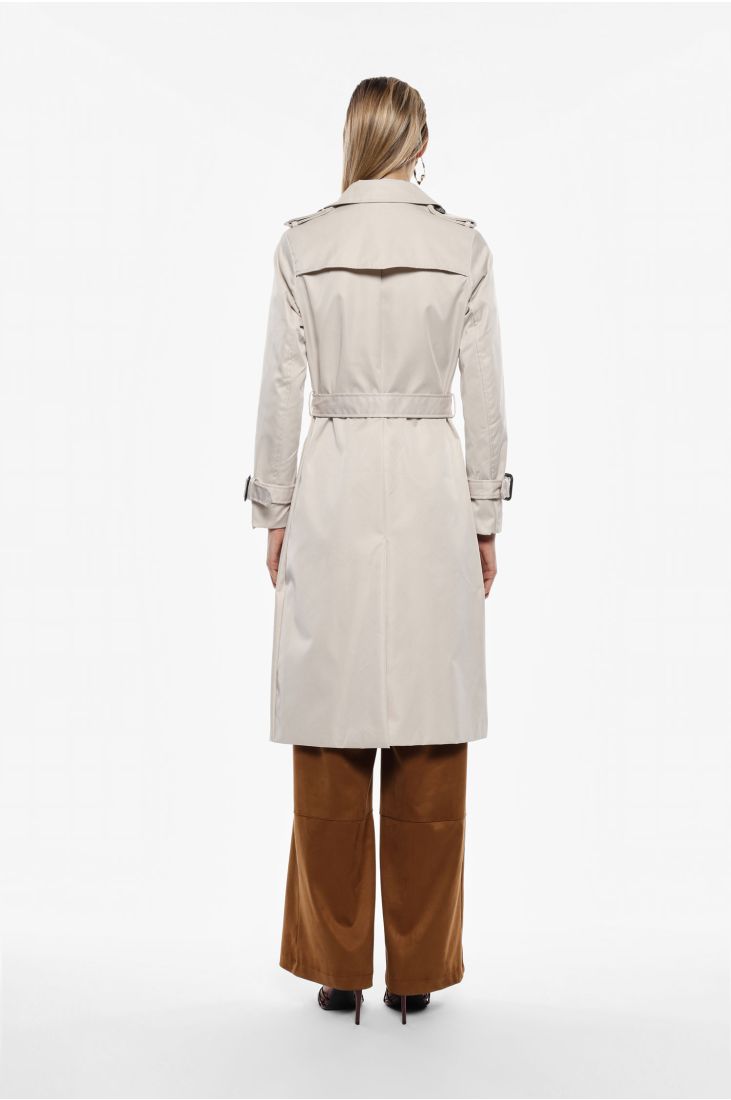 Double-breasted trench coat with belt