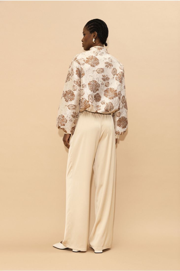 Solid color palazzo pants with elastic waist