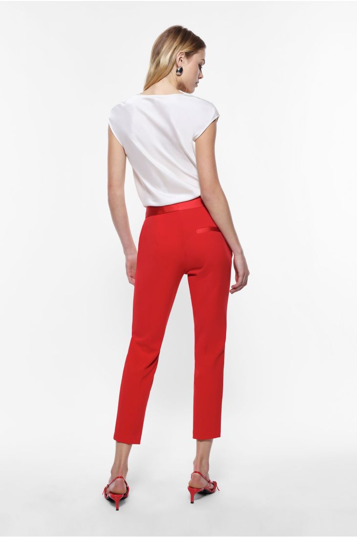 High-waisted slim fit trousers