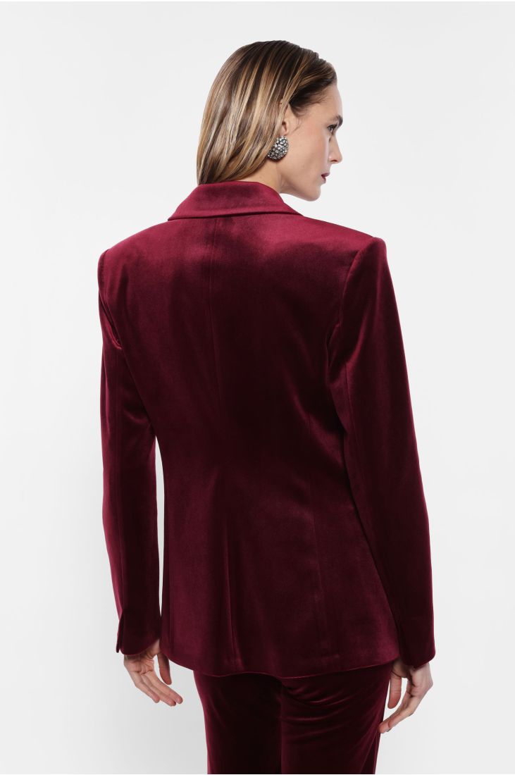 Double-breasted velvet effect blazer with buttons