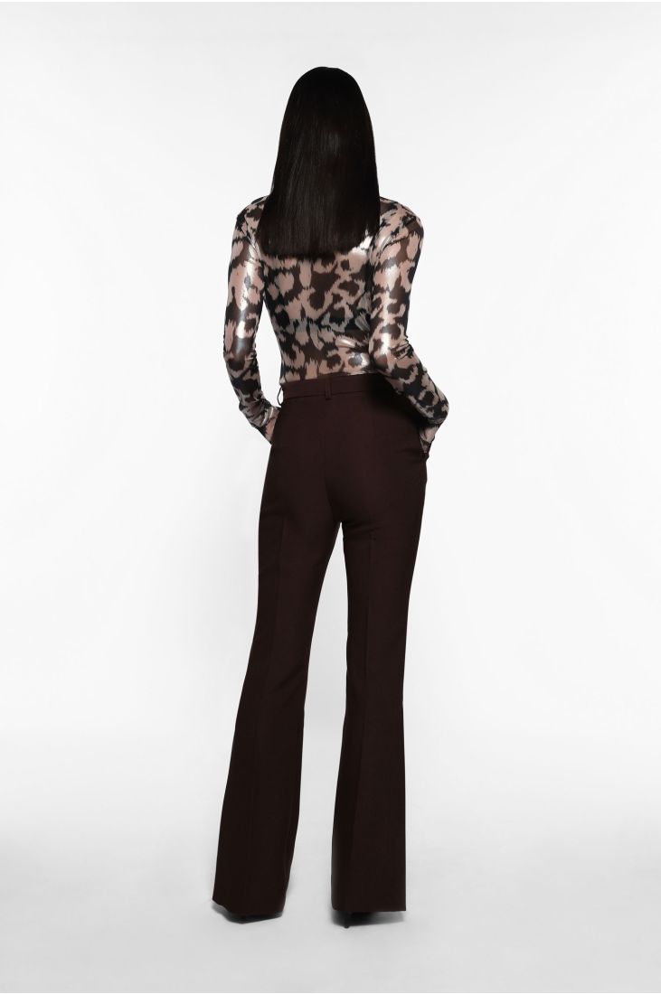 Flared trousers with front pleat