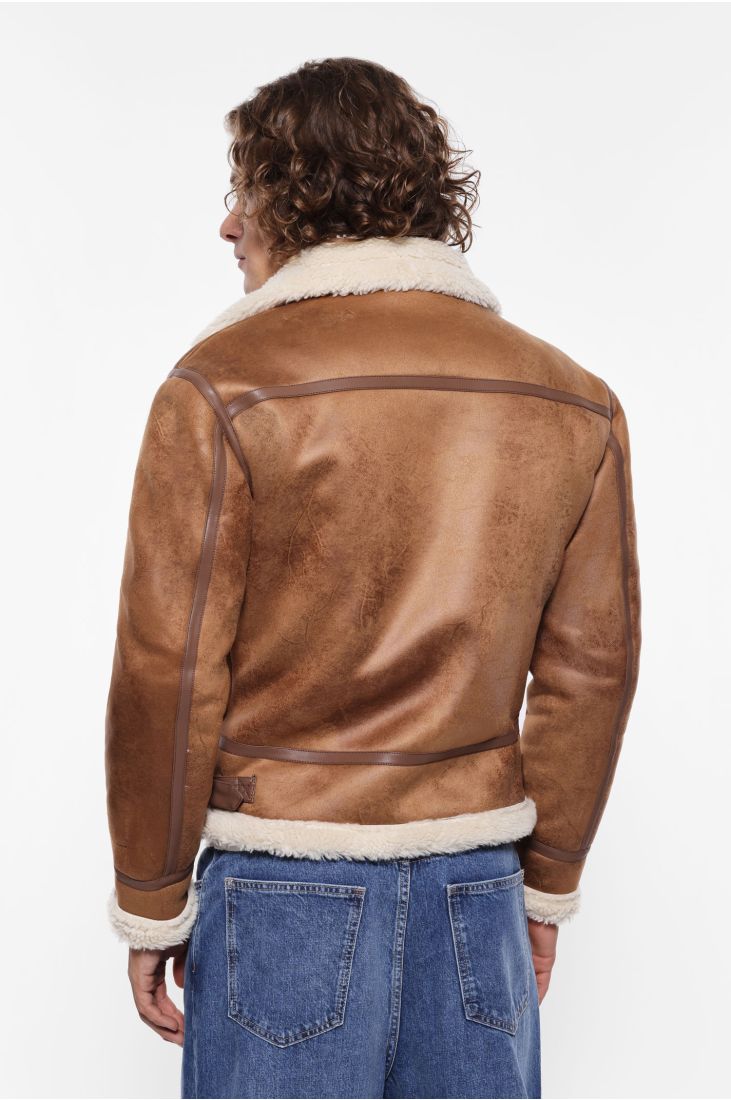 Faux leather jacket with sheepskin lining