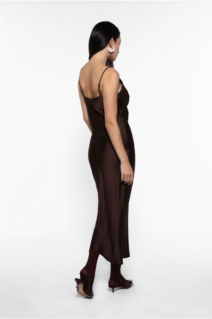 Midi dress with side draping