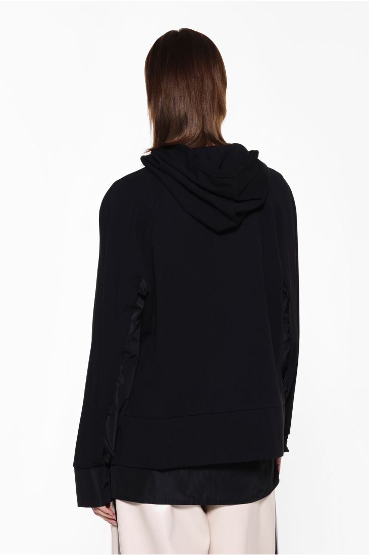 Hooded sweatshirt with combined hem