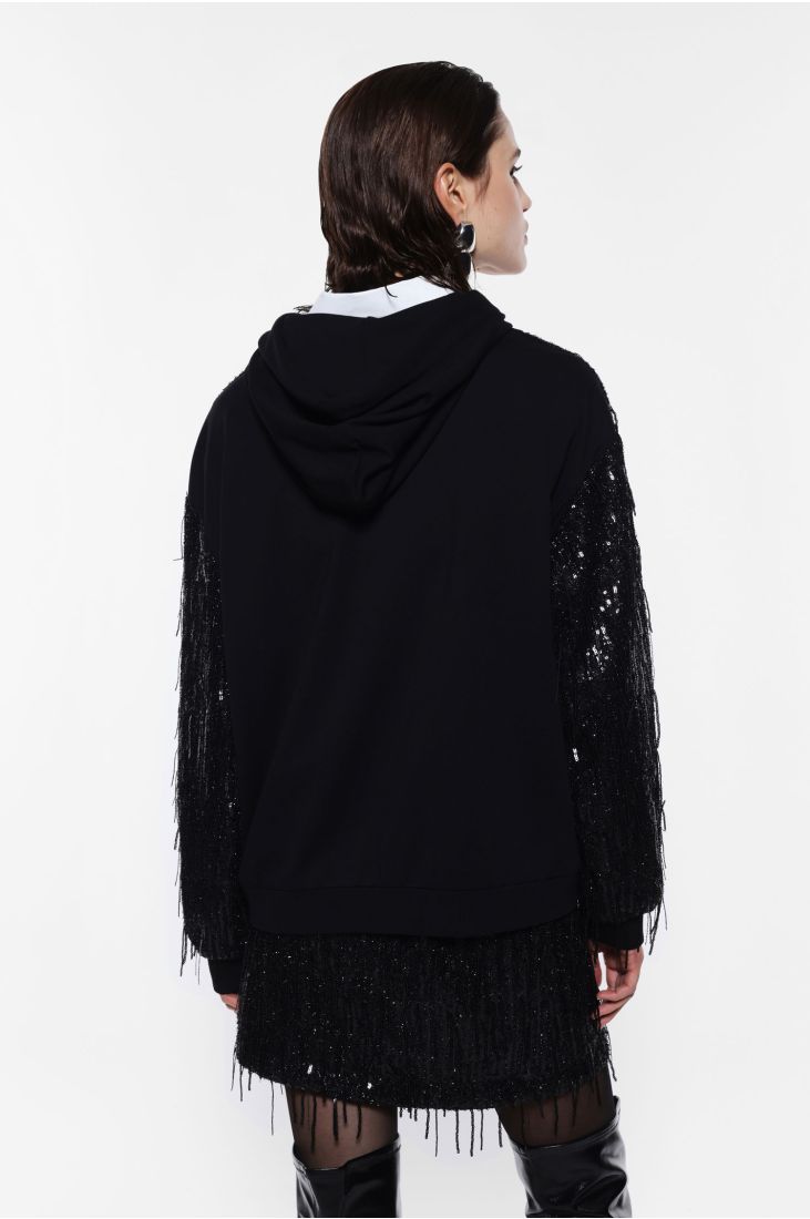 Sequin fringe hoodie