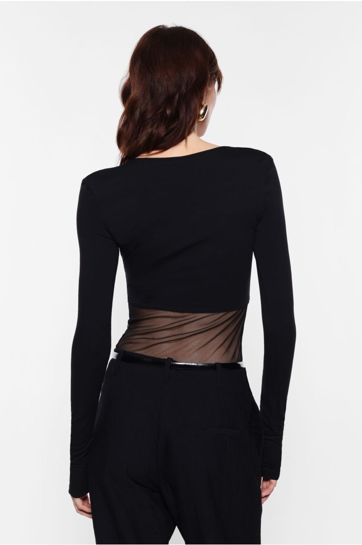 Long sleeve top with squared neckline