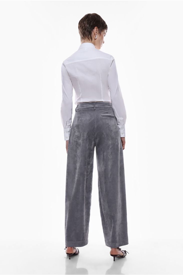 Elegant plain color corduroy palazzo trousers