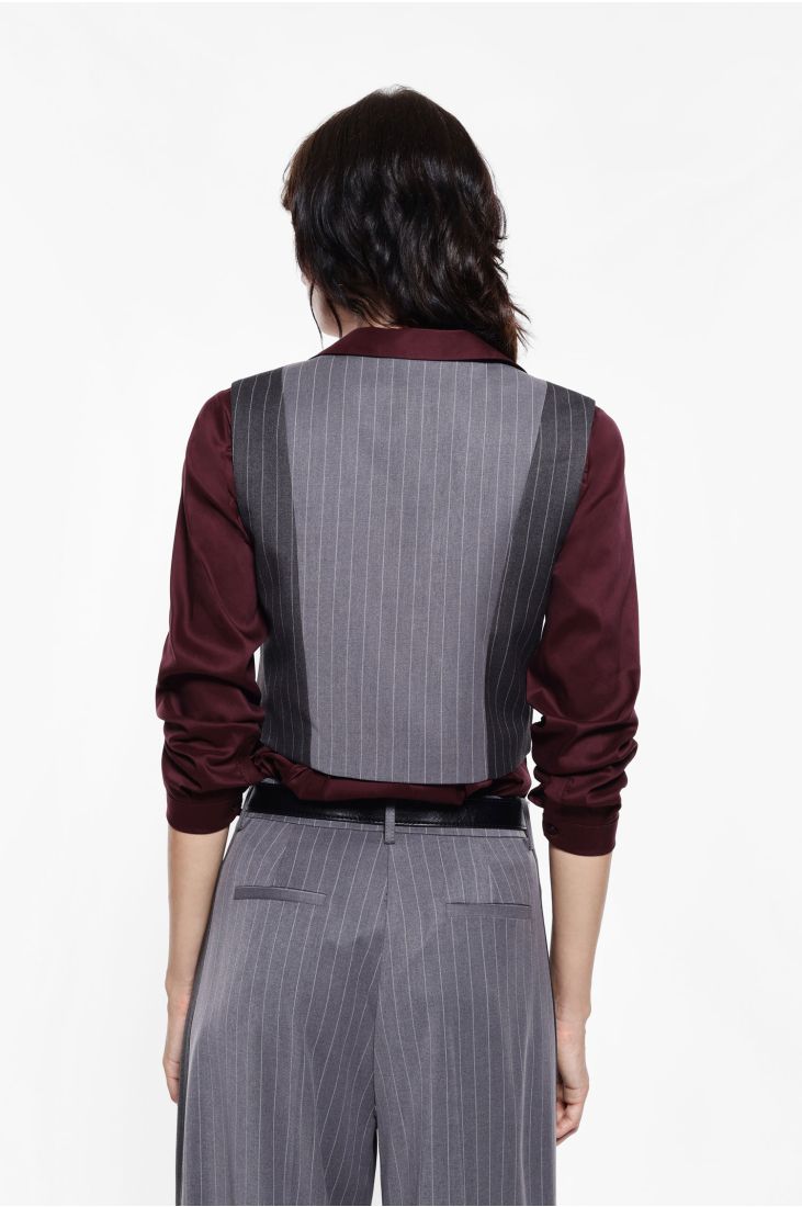 Colorblock pinstriped vest