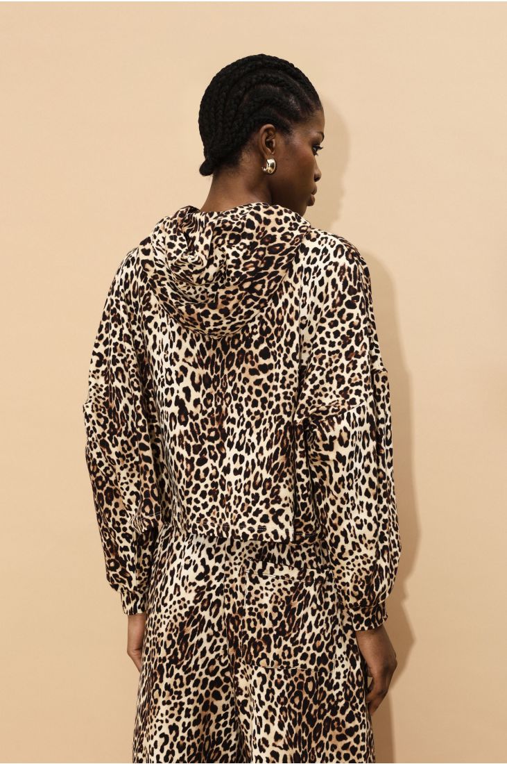 Animal print hooded sweatshirt