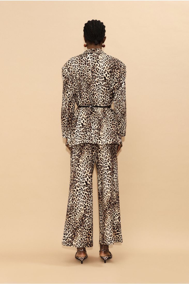 Wide-leg trousers with animal print