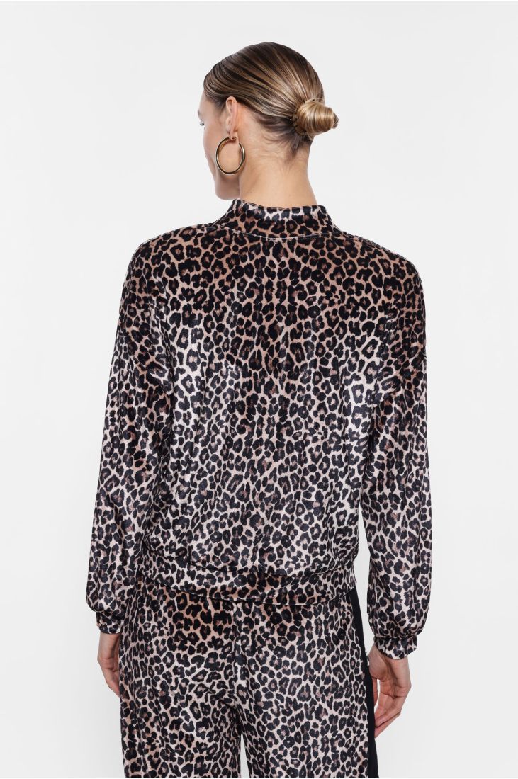 Animal print bomber jacket with side stripe