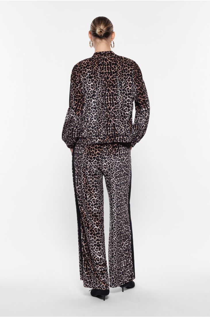 Animal print trousers with drawstring and side band