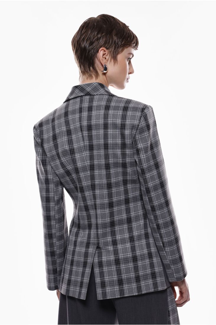 Checked blazer with button fastening