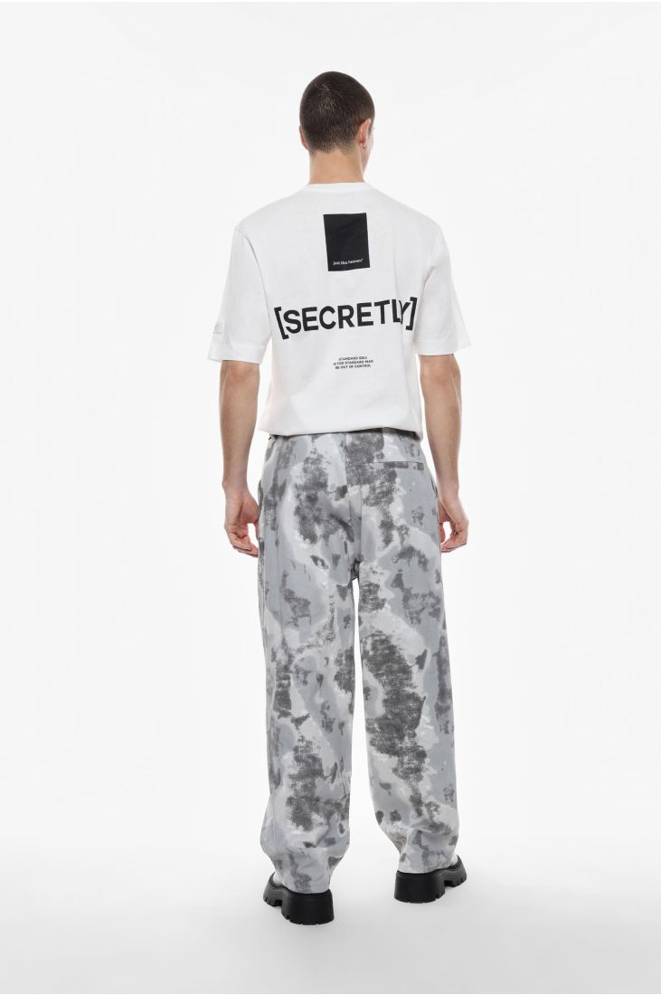 Wide printed casual trousers