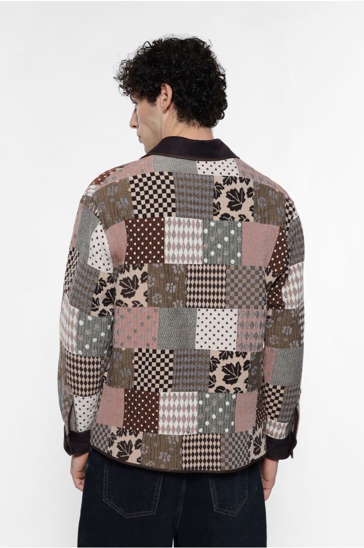 Jacket with geometric patchwork patterns